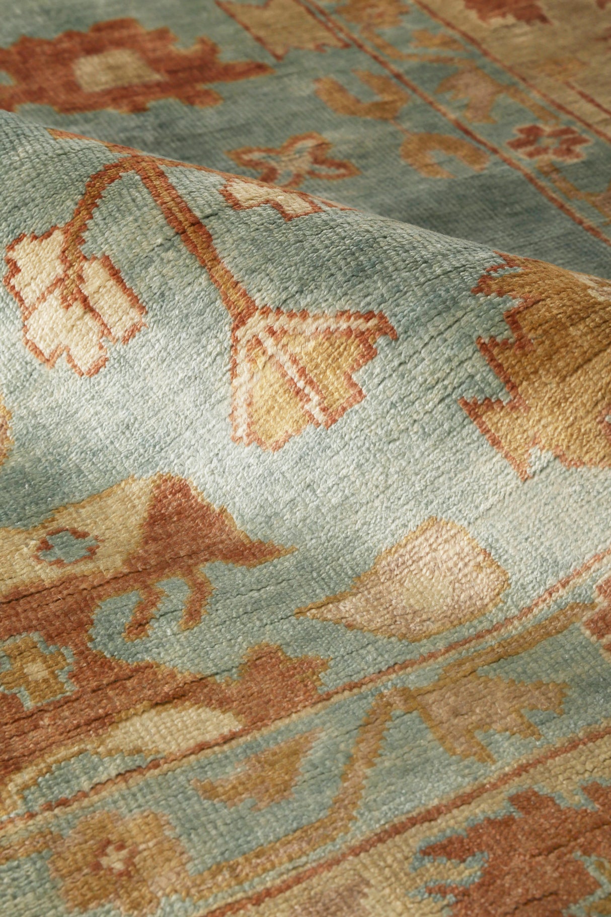 Exquisite Rugs Antique Weave Oushak Hand Knotted New Zealand Wool in 9161 Dark Blue/Beige 15' x 20' Area Rug