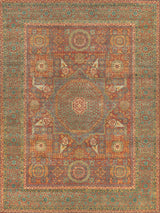 Exquisite Rugs Mamluk Hand Knotted New Zealand Wool in 9205 Rust/Green 9' x 12' Area Rug