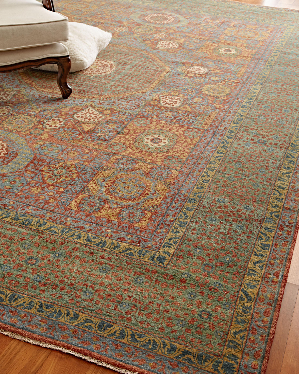 Exquisite Rugs Mamluk Hand Knotted New Zealand Wool in 9205 Rust/Green 9' x 12' Area Rug