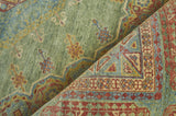 Exquisite Rugs Mamluk Hand Knotted New Zealand Wool in 9404 Green/Light Blue 9' x 12' Area Rug
