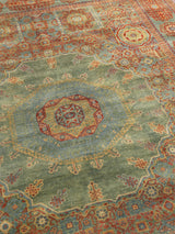 Exquisite Rugs Mamluk Hand Knotted New Zealand Wool in 9404 Green/Light Blue 9' x 12' Area Rug