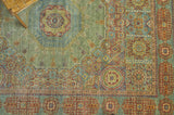 Exquisite Rugs Mamluk Hand Knotted New Zealand Wool in 9404 Green/Light Blue 9' x 12' Area Rug