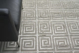 Exquisite Rugs Greek Key Hand Knotted Wool/Viscose in 9419 Silver 12' x 15' Area Rug