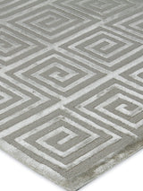 Exquisite Rugs Greek Key Hand Knotted Wool/Viscose in 9419 Silver 6' x 9' Area Rug