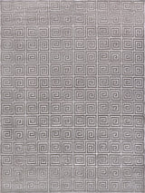 Exquisite Rugs Greek Key Hand Knotted Wool/Viscose in 9419 Silver 6' x 9' Area Rug