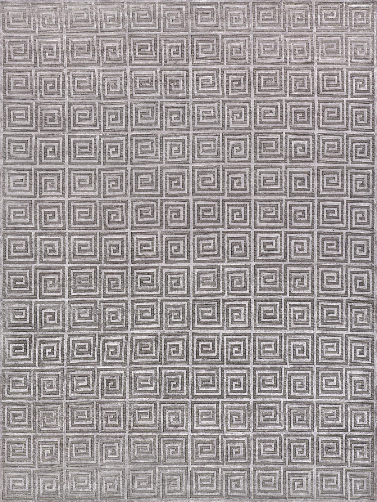 Exquisite Rugs Greek Key Hand Knotted Wool/Viscose in 9419 Silver 4' x 6' Area Rug