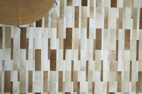 Exquisite Rugs Natural Hide Handmade Leather Hide in 9784 Beige 13.5' x 17.5' Area Rug