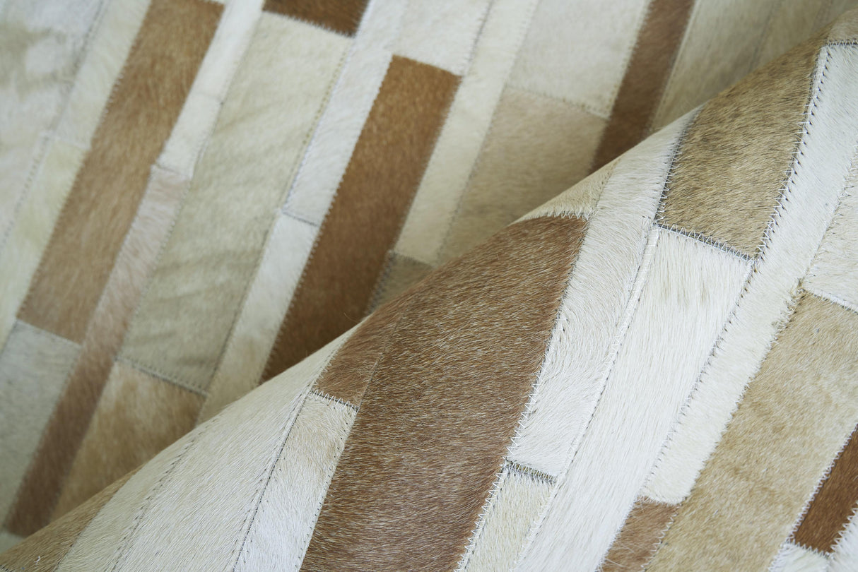 Exquisite Rugs Natural Hide Handmade Leather Hide in 9784 Beige 13.5' x 17.5' Area Rug