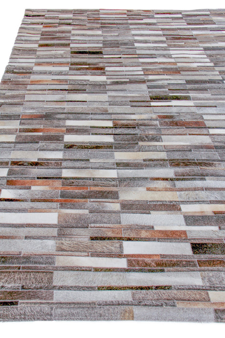 Exquisite Rugs Natural Hide Hand-stitched Leather Hide 9785 Gray 8' x 10' Area Rug