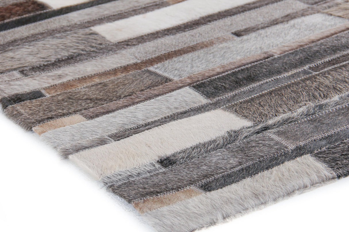 Exquisite Rugs Natural Hide Hand-stitched Leather Hide 9785 Gray 8' x 10.5' Area Rug