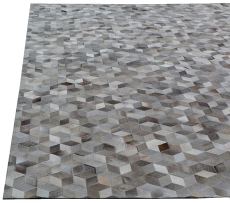 Exquisite Rugs Natural Hide Handmade Leather Hide in 9817 Silver 11.5' x 14.5' Area Rug