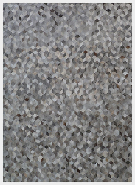 Exquisite Rugs Natural Hide Handmade Leather Hide in 9817 Silver 14' x 18' Area Rug