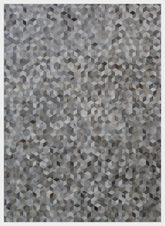 Exquisite Rugs Natural Hide Handmade Leather Hide in 9817 Silver 14' x 18' Area Rug