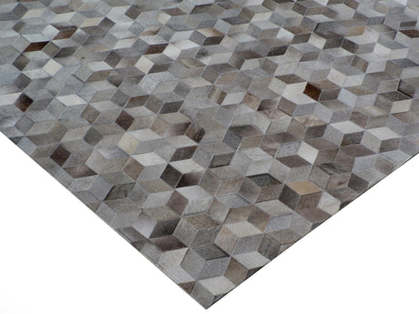 Exquisite Rugs Natural Hide Handmade Leather Hide in 9817 Silver 9.5' x 13.5' Area Rug