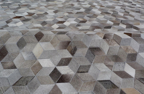 Exquisite Rugs Natural Hide Handmade Leather Hide in 9817 Silver 9.5' x 13.5' Area Rug