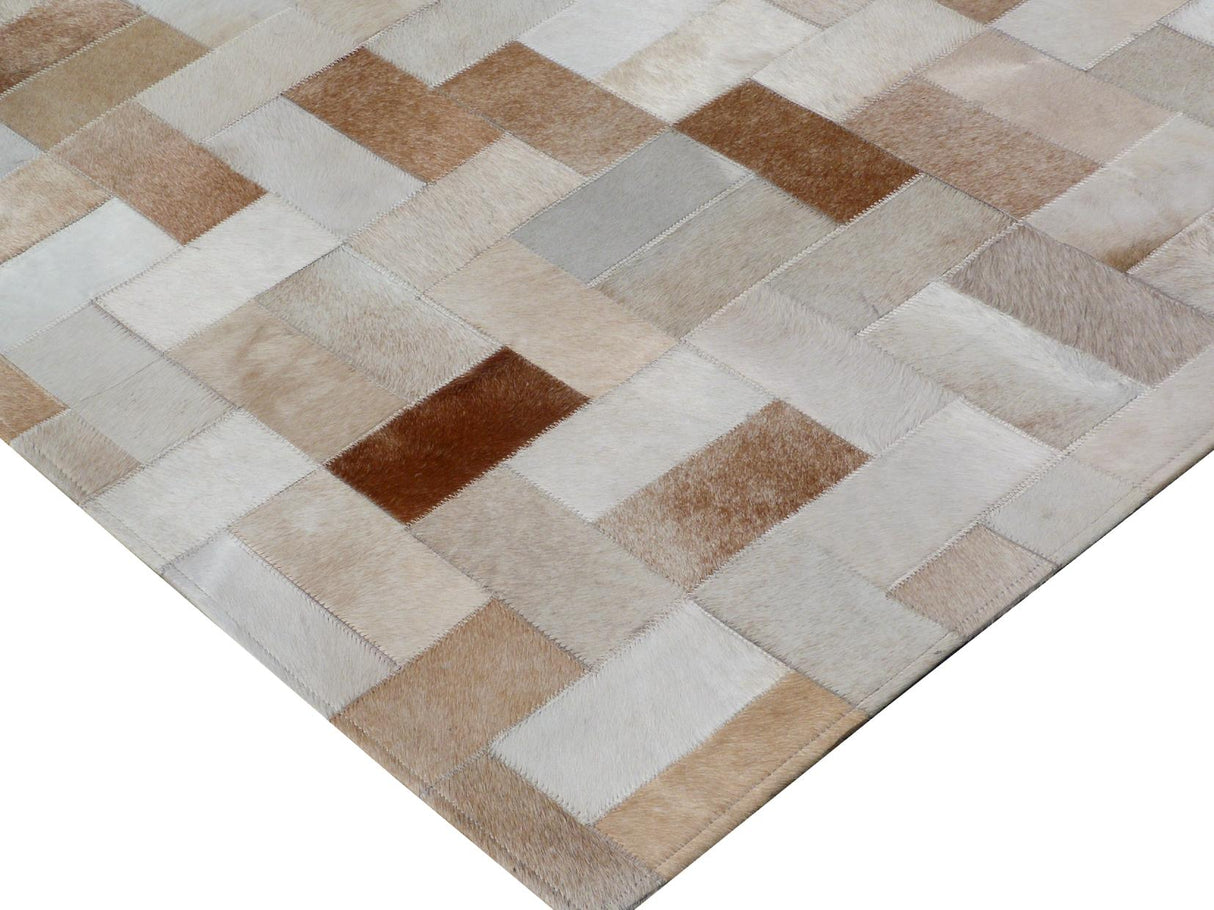 Exquisite Rugs Natural Hide Handmade Leather Hide in 9819 Ivory 9.5' x 13.5' Area Rug