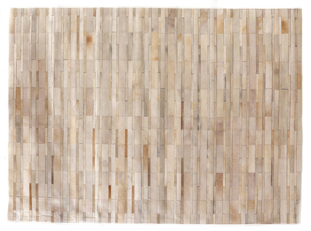 Exquisite Rugs Natural Hide Handmade Leather Hide in 9823 Ivory/Beige/Multi 8' x 10' Area Rug
