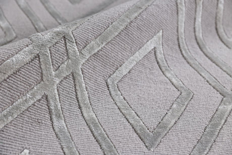 Exquisite Rugs Metro Velvet Hand Knotted Wool/Viscose in 9958 Silver 10' x 14' Area Rug