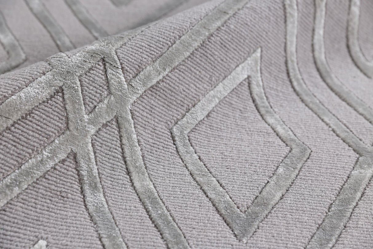 Exquisite Rugs Metro Velvet Hand Knotted Wool/Viscose in 9958 Silver 6' x 9' Area Rug