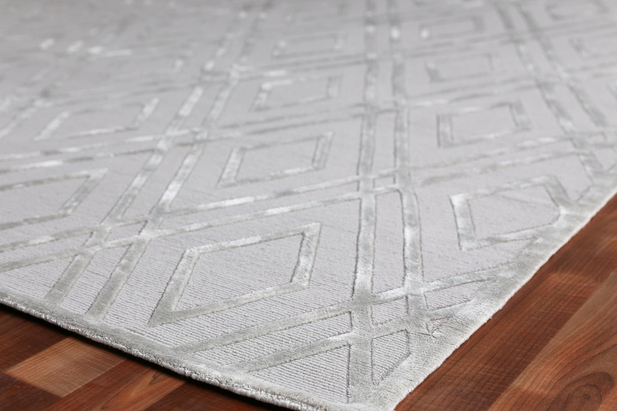 Exquisite Rugs Metro Velvet Hand Knotted Wool/Viscose in 9958 Silver 6' x 9' Area Rug