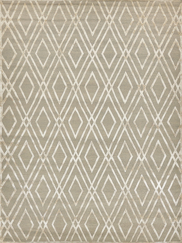 Exquisite Rugs Metro Velvet Hand Knotted Wool/Viscose in 9959 Light Beige 12' x 15' Area Rug