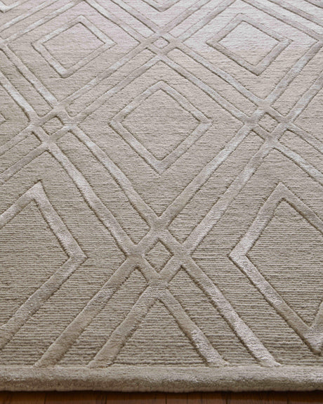 Exquisite Rugs Metro Velvet Hand Knotted Wool/Viscose in 9959 Light Beige 12' x 15' Area Rug