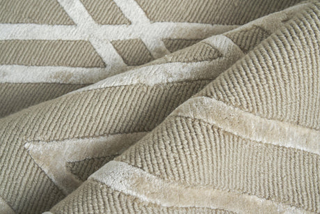 Exquisite Rugs Metro Velvet Hand Knotted Wool/Viscose in 9959 Light Beige 12' x 15' Area Rug