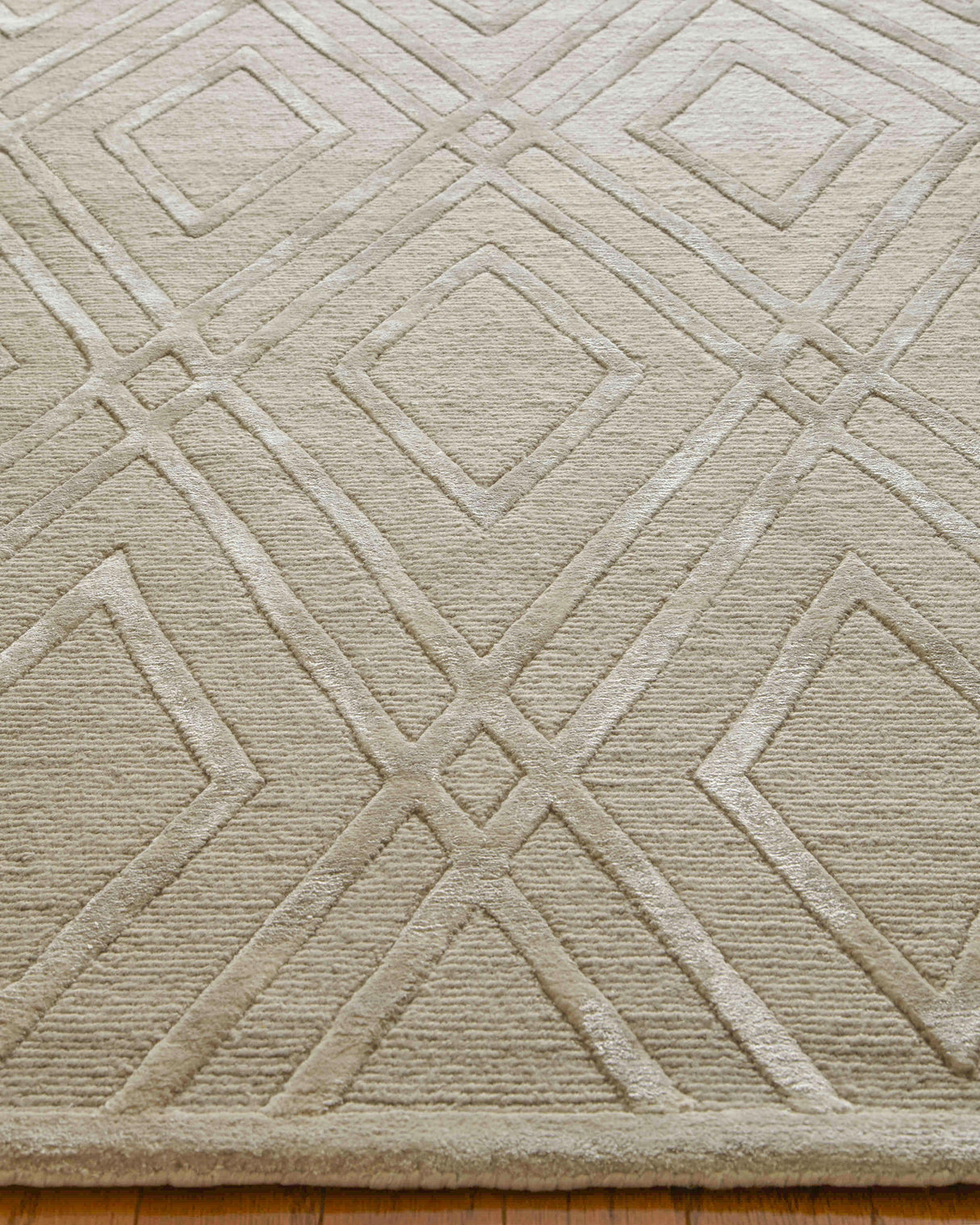 Exquisite Rugs Metro Velvet Hand Knotted Wool/Viscose in 9959 Light Beige 8' x 10' Area Rug