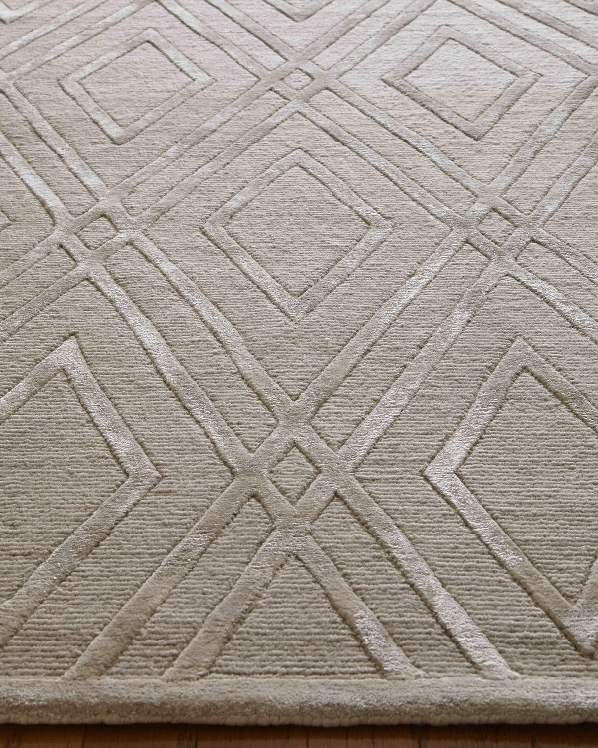 Exquisite Rugs Metro Velvet Hand Knotted Wool/Viscose in 9959 Light Beige 8' x 10' Area Rug