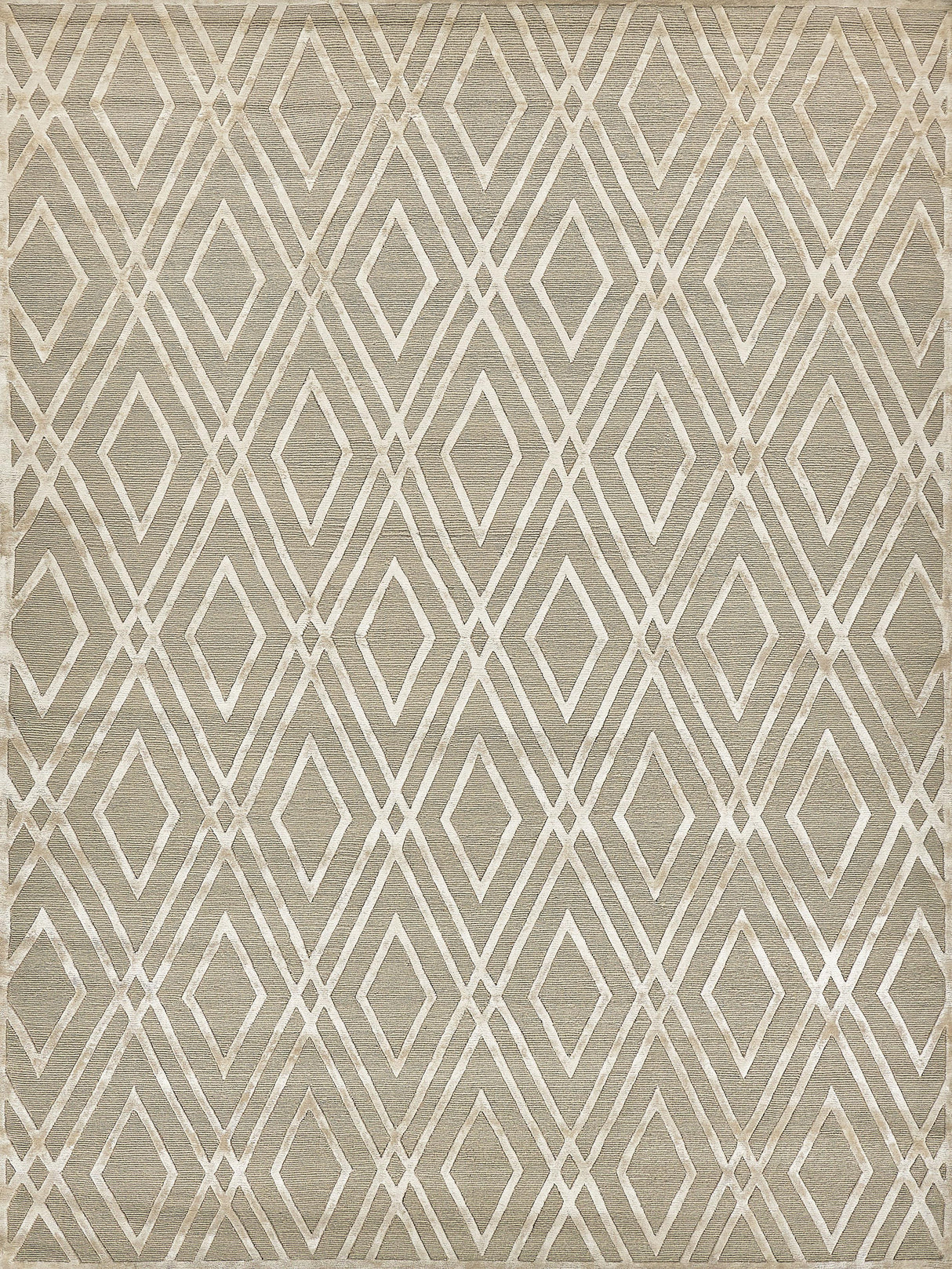 Exquisite Rugs Metro Velvet Hand Knotted Wool/Viscose in 9959 Light Beige 9' x 12' Area Rug