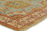 Exquisite Rugs Antique Weave Serapi Hand Knotted New Zealand Wool in 9973 Light Blue/Ivory 10' x 14' Area Rug