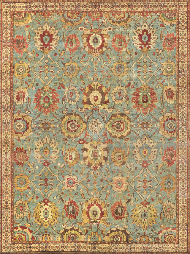 Exquisite Rugs Antique Weave Serapi Hand Knotted New Zealand Wool in 9973 Light Blue/Ivory 12' x 15' Area Rug