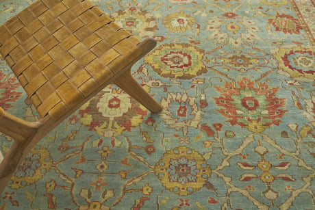 Exquisite Rugs Antique Weave Serapi Hand Knotted New Zealand Wool in 9973 Light Blue/Ivory 8' x 10' Area Rug