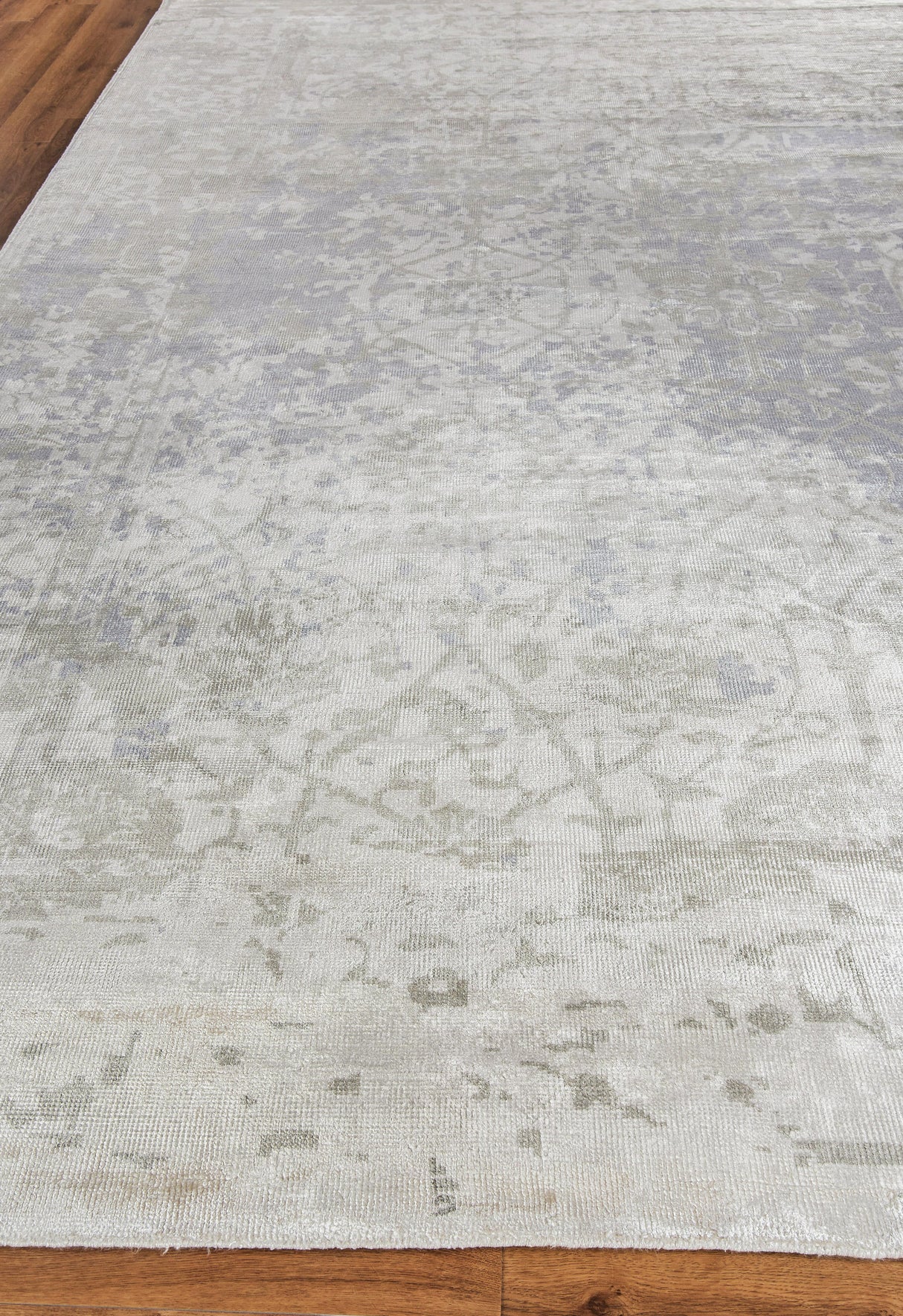 Exquisite Rugs Antique Weave Bamboo Hand Knotted Bamboo Silk in 9980 Silver 14' x 17' Area Rug