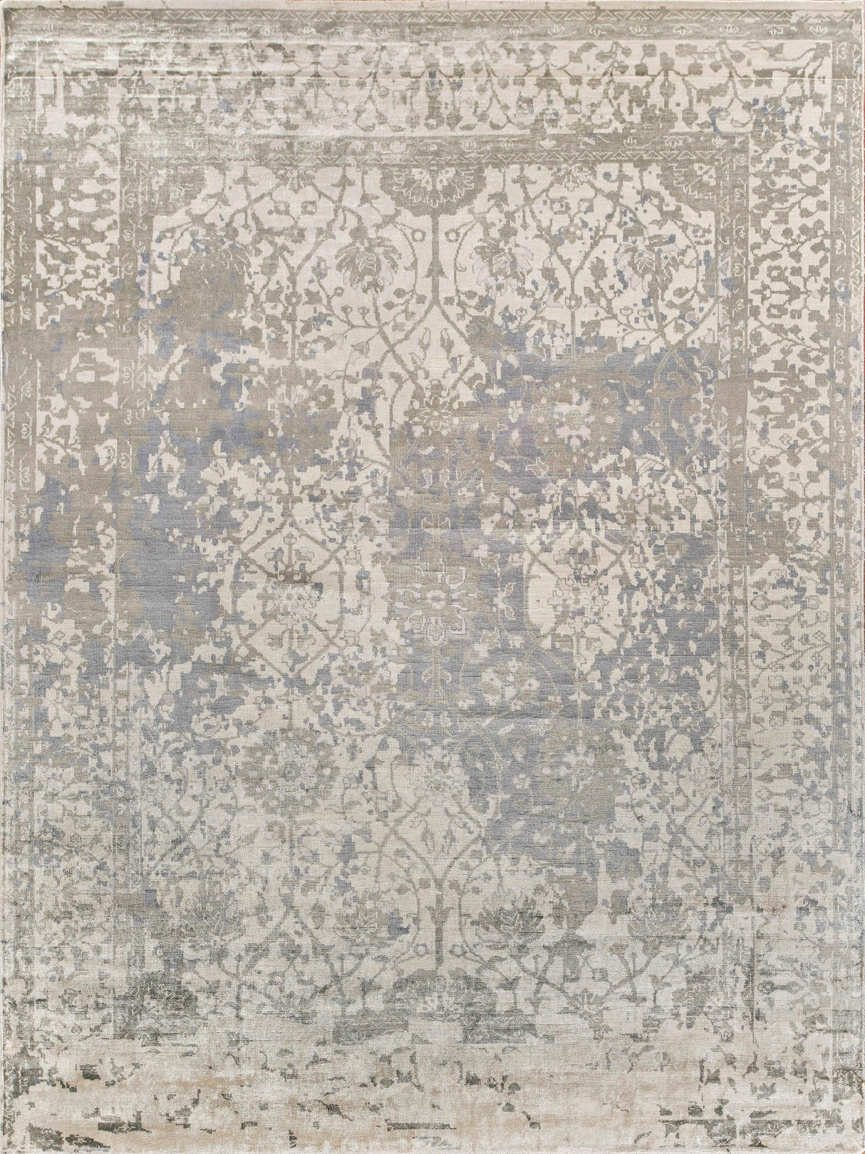 Exquisite Rugs Antique Weave Bamboo Hand Knotted Bamboo Silk in 9980 Silver 8' x 10' Area Rug