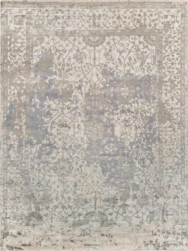 Exquisite Rugs Antique Weave Bamboo Hand Knotted Bamboo Silk in 9980 Silver 9' x 12' Area Rug