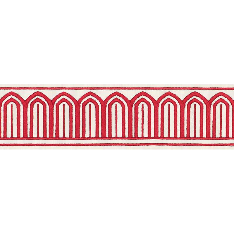 Schumacher Red Arches Embroidered Tape Medium