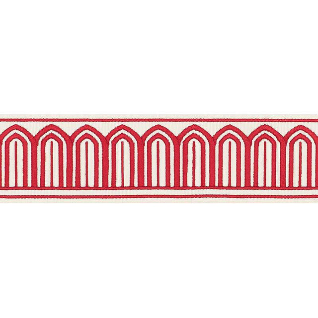 Schumacher Red Arches Embroidered Tape Medium