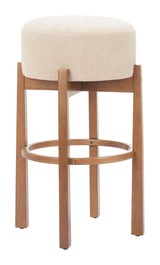 ZUO Nade Barstool (Set of 2) Beige & Walnut