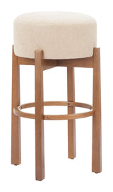 ZUO Nade Barstool (Set of 2) Beige & Walnut