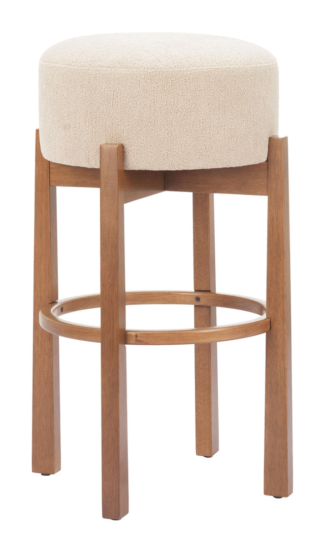 ZUO Nade Barstool (Set of 2) Beige & Walnut