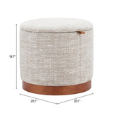 ZUO Fije Storage Ottoman Gray