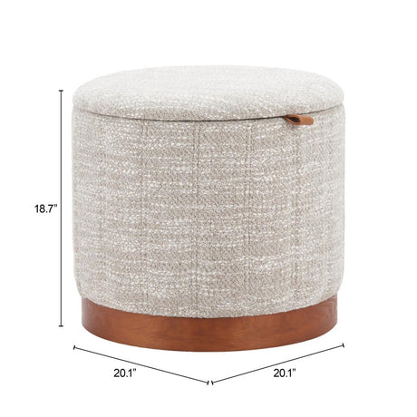 ZUO Fije Storage Ottoman Gray
