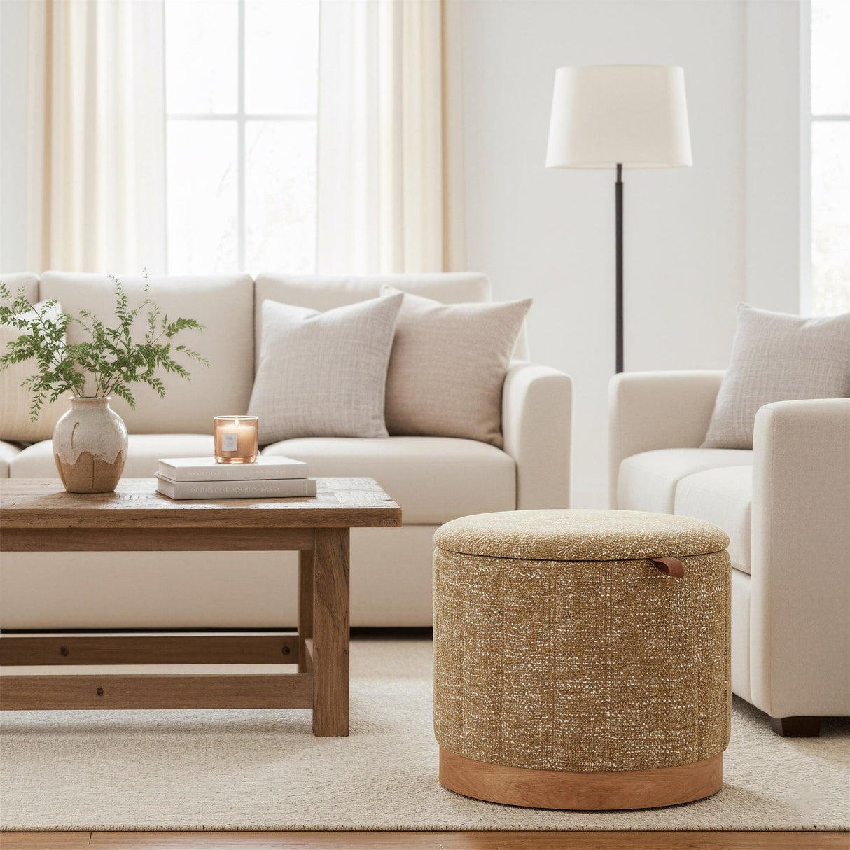 ZUO Fije Storage Ottoman Oat Yellow