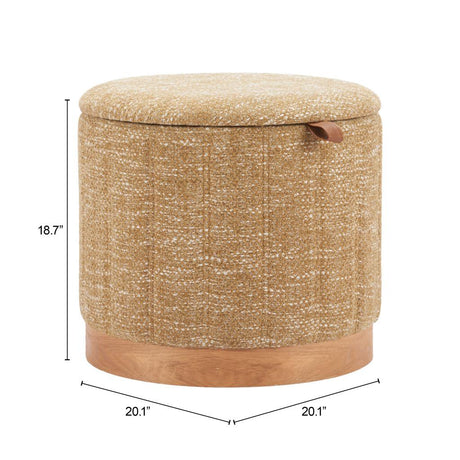 ZUO Fije Storage Ottoman Oat Yellow