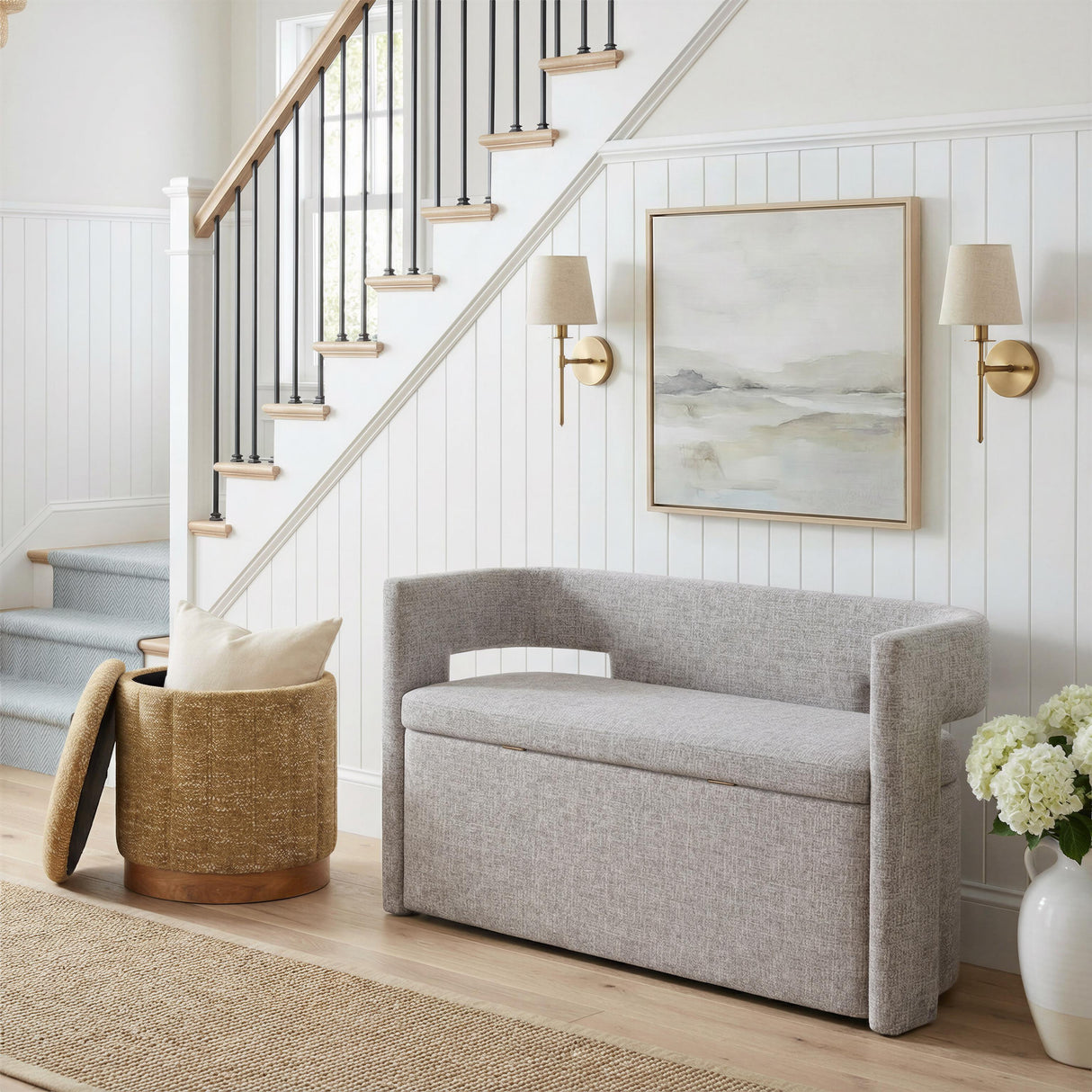 ZUO Fije Storage Ottoman Oat Yellow