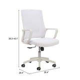 ZUO Jett Low Back Office Chair White