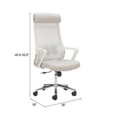ZUO Jett High Back Office Chair Light Gray