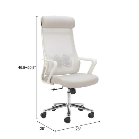 ZUO Jett High Back Office Chair Light Gray