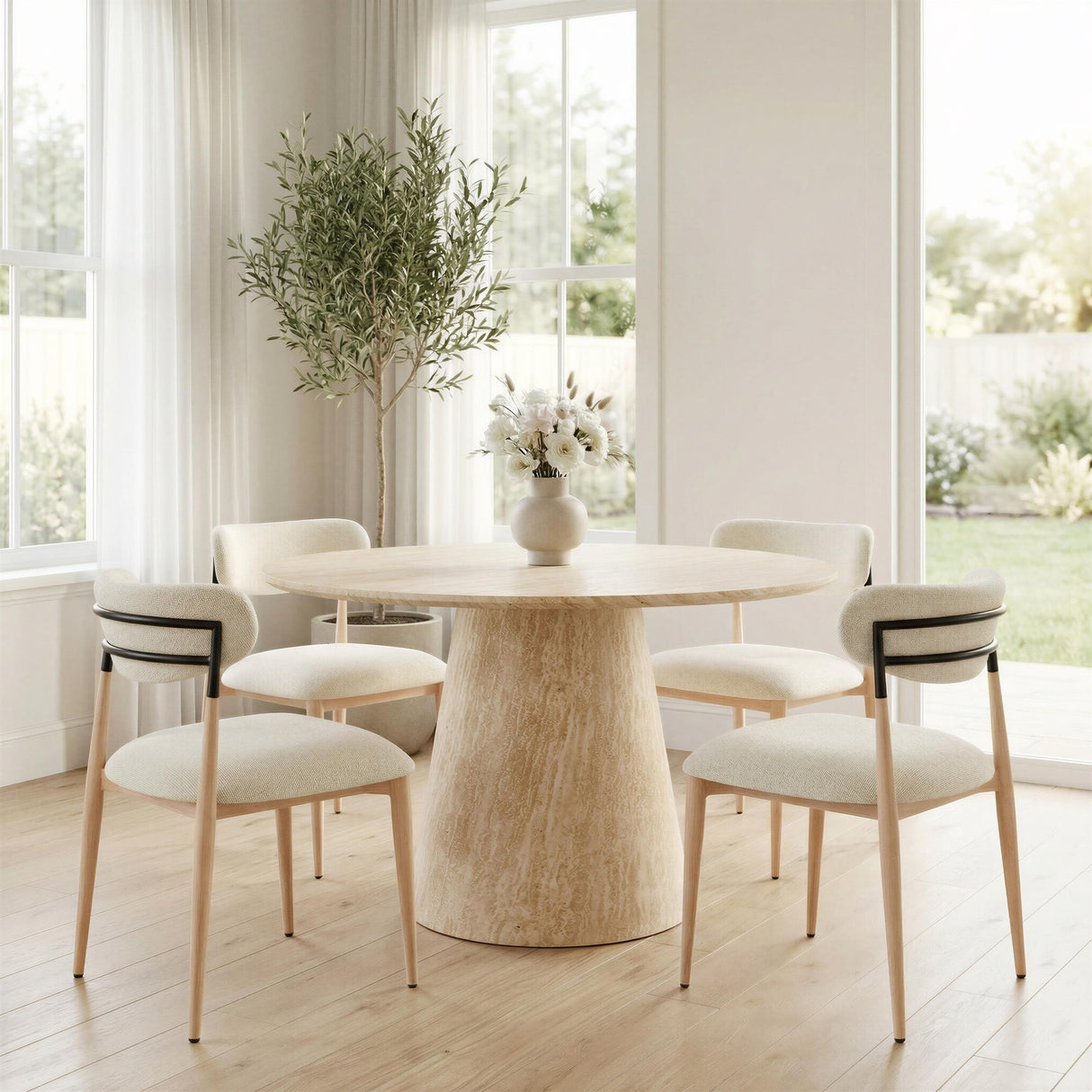 ZUO Equinox Armless Dining Chair (Set of 2) Oyster Gray & Natural
